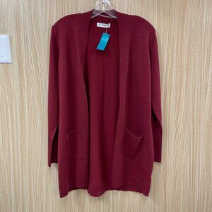 Retrology red open cardigan size MP NEW